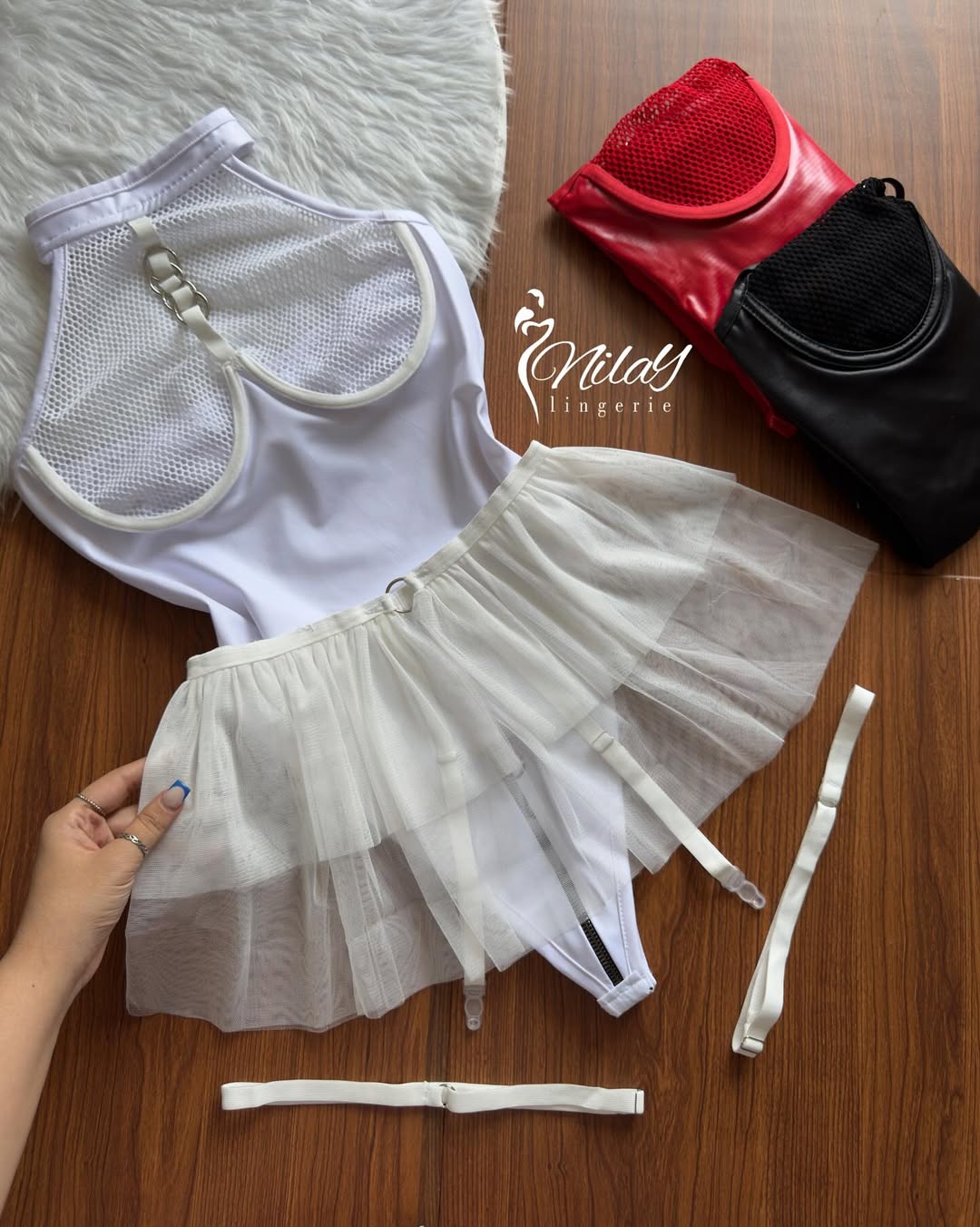 ست بادی دامنی توری کد 4025